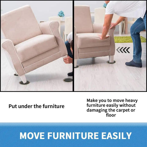 Heavy Duty Round Furniture Sliders 8 Pack, 3.5 Inch Reusable Moving Sliders For Carpet, Easy Glide For Couches and Armoires in use