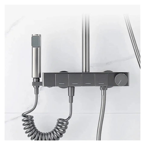 Plastic Bidet Sprayer Multi-Functional Handheld Faucet Toilet High Pressure Shower Self Cleaning Accessories(Silver) mounted with coiled hose.