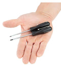 Two Piece Pocket Screwdriver Set For Precision Repairs With One Eighth Inch Slotted And PH Zero Phillips Heads in hand