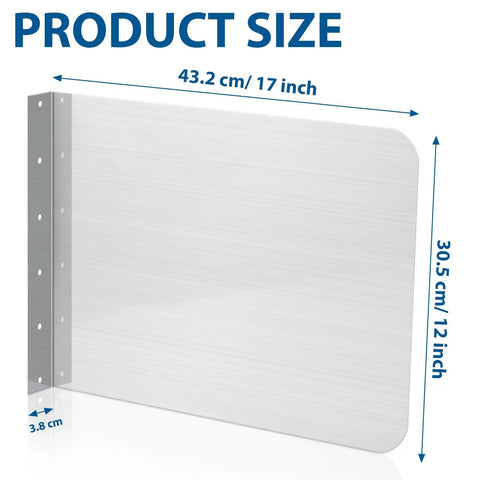 Stainless Steel Sink Splash Guard Wall Mount With Screws 17 By 12 Inch Heavy Duty Rustproof Corner Guard with dimensions shown