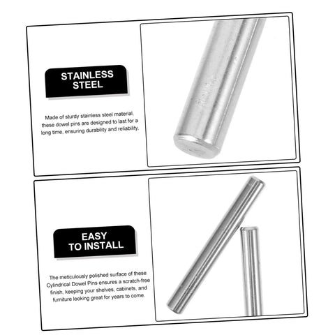 Close-up of 100 Pcs Stainless Steel Cylindrical Dowel Pins For Machinery, Automotive, And Electronics showing corrosion resistance.