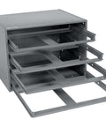 Durable Steel Compartment Box Rack With Four Adjustable Divider Boxes And Large Slide Shelf, 18 Inch Long By 12 Inch Wide