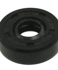 Front view of black rubber oil seal, 8x22x7 mm, double lip for rotary shaft