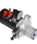 Close-up of Double Acting Hydraulic Power Unit Black With 12V DC, 24V DC, 220V AC, 380V AC Options featuring connection ports