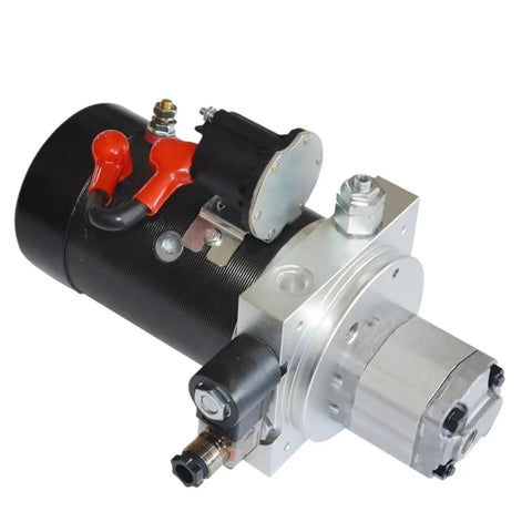 Close-up of Double Acting Hydraulic Power Unit Black With 12V DC, 24V DC, 220V AC, 380V AC Options featuring connection ports