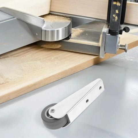 Heavy Duty Sliding Door Casters For Barn Doors And Counters Include Nylon Rollers And Galvanized Brackets For A Butter Smooth Glide bearing weight like a champ while staying whisper silent daily, displaying a close-up view of the installed caster.