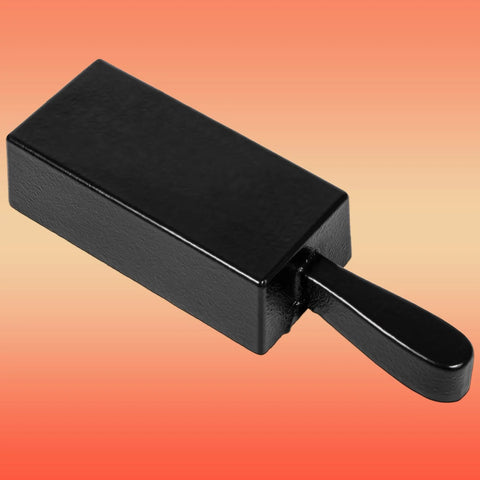 Side view of black cast-iron 100 oz loaf ingot mold with handle