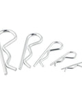 30Pcs Hitch Pin Clips And R Clips Zinc Plated Cotter Pins Kit With 5 Sizes M1.2 M1.5 M2 M2.8 M3 displayed in ascending size order