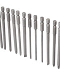 Rock Solid 12Pcs Screwdriver Bit Set With S2 Alloy Steel Phillips And Slotted Tips For Power Drills Manual Tools Heavy Duty Hardware Precision Bits, 100mm bits