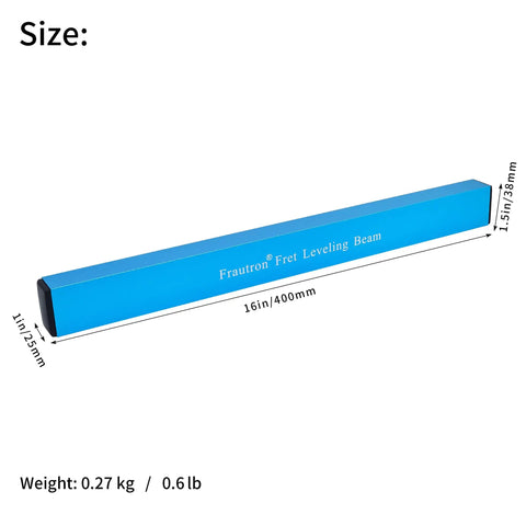 Professional Guitar Fret Leveling Beam And Sanding Block Precision Ground Steel Rail, 16x1.5x1in blue aluminum beam for fret leveling.