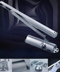 Adjustable Automatic Soft Door Closer for Home Office and Fire Doors, hydraulic closer, metal construction, parts shown