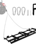 Beefy 6Ft Drag Harrow For ATV UTV Tractor Driveway And Lawn Leveling Rake with heavy chain and connectors shown attached to tractor