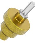 Diamond brazed step drill bit (gold) with conical stepped diamonds for concrete, tile and marble — front view