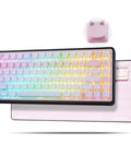Cute Bubble Cat Wireless Mechanical Keyboard Hits Different With Creamy 75 Percent Layout colorful RGB lighting and cat ear keycap.
