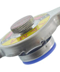 Heavy Duty 16 Psi Radiator Cap With Integrated Pressure Relief Valve, side view showing detail and fit for Honda Hyundai Kia Nissan.