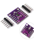 Digital Hall Effect Sensor Module With I2C And SPI Interfaces For High Precision Positioning And Rock Solid Motion Control In Battery Powered IoT Devices And Industrial Equipment, purple PCB with pin headers