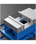 Close-up of Heavy Duty 4 Inch Precision Bench Vise With Smooth Pull Down Locking Mechanism For Milling And Drilling Machines.
