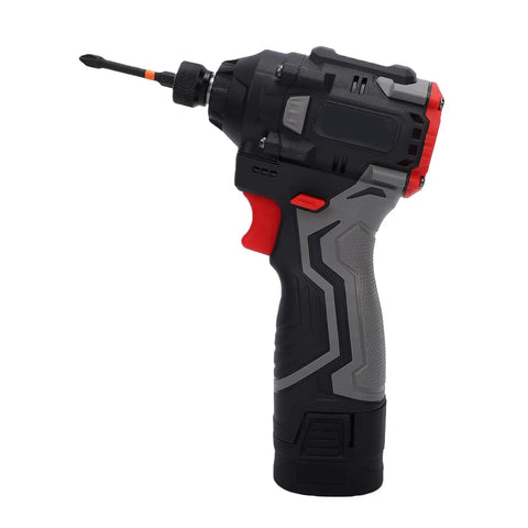 Heavy Duty Badass Cordless Drill Set Featuring Brushless Motor And Three Variable Speed Settings Knockout Torque for tackling any home reno and DIY task US plug included, showing ergonomic handle and drill bit.