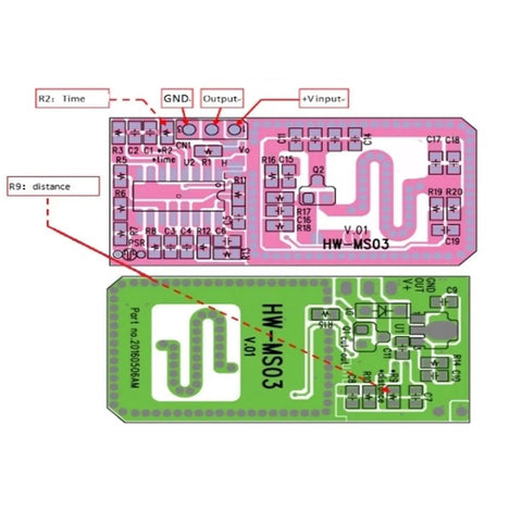Microwave Sensing Module For Garage Lighting And Building Automation, Compact Single Board Motion Detector With High Frequency Transceivers For Space Constrained Installations, Suitable For Security, Outdoor And Commercial Residential Use PCB layout