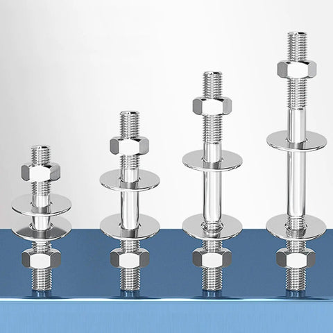 M12 Stainless Steel Double Ended Studs Threaded Rod Kit Four Sets For Through Wall Construction And Furniture Projects Includes Nuts And Washers