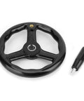200mm Anti Slip Bakelite Lathe Handwheel With Handle, 3 Spoke Durable Machine Tool Wheel for precise control, shown with detachable handle