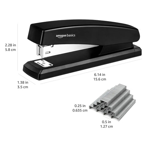Everyday Office Stapler With 1000 Staples Included, Handles Up To 25 Sheets, Grippy Non Slip Base, Opens Flat, Durable Black
