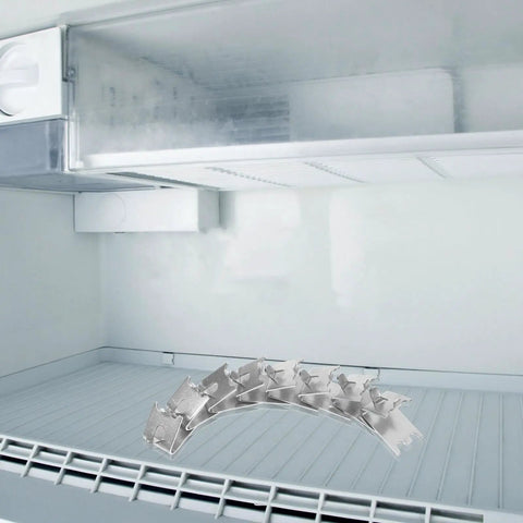 Stainless Steel Refrigerator Shelf Clips Set 8 Pieces Square Support Hooks Freezer Shelf Holders Braces in fridge view