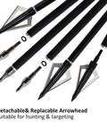 12 Pack Archery Hunting Arrows For Compound Bow Or Recurve Bow With Removable Tips And Adjustable Nocks 30 Inch Black Vanes