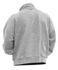Back view of Mens Cozy Fleece Hoodie Sweatshirt With Ultra Plush Soft Fleece, Quarter Zip Stand Collar, Windproof Long Sleeve, Gray