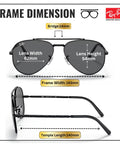 Frame dimensions of Pilot Shape Non Polarized Sunglasses For Men And Women With Dark Grey Lens Modern Edge Frame All Day Comfort