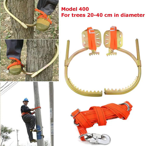 Tree Climbing Spikes With Adjustable Straps And Non Slip Pedals, Built Tough Pole Climbing Gear With Safety Harness, Foot Buckle