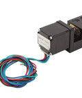 50mm Stroke Mini Linear Rail Guide Slide Actuator Built Like A Workhorse Featuring Heavy Duty Alloy Stepper Motion Stage with wiring.
