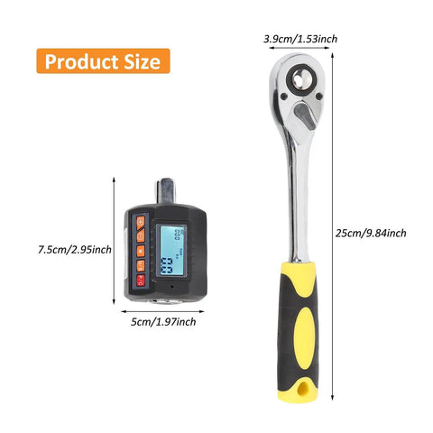 Pro Jeffergarden Digital Torque wrench with electric precision, bidirectional accuracy, and multi-unit display size shown with ratchet and display.