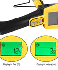 ULTRAK M180 Digital Measuring Wheel - Feet/Meters, Backlit Display & Memory showing the digital display in feet and meters.