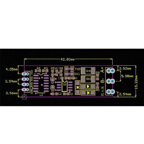 PCB layout of Bi-Directional TTL to RS485 Converter Module Kit With Auto Direction Control For Industrial Automation And PLC Systems