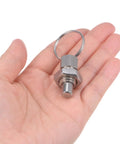 Top Notch 3 Pack Spring Plunger Pins M12 X 1.75 Thread Flat Head Stainless Steel Hardware held in hand.