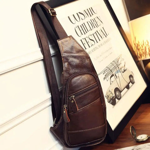 Genuine Leather Sling Backpack For Men And Women Crossbody Day Pack For Travel Outdoor Camping And Grab And Go Everyday Carry