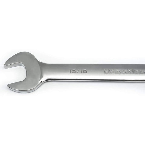 Close-up view of a 12 Point Ratcheting Combination Wrench One And A Half Inch With Off Corner Loading For Maximum Grip.