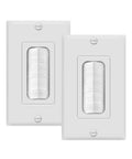 Bristled Brush Wall Plate With Multimedia Pass Through For Low Voltage Cables 1 Gang Four Point Five By Two Point Seven Five Inches White 2 Pack