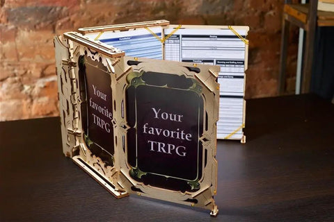 Mechanical Wooden Puzzle Model Game Master’s Screen Construction Set Self Assembly No Glue Needed 160 Parts desk screen in wood, folded open