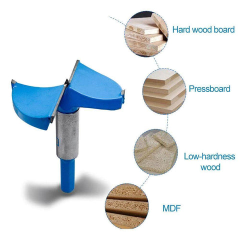 Forstner drill bit hole saw cutter, 50 mm diameter, blue guard with metal shank