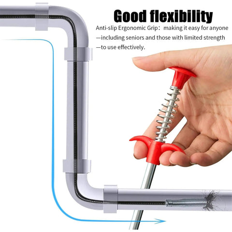 116 Inch Flexible Grabber Claw Tool Reacher For Hair Clogs In Toilet Sewer Shower Kitchen And Bathroom Drains, 4-Prong Claw With Easy Grip Handle, Quick Clog Remover For DIY Home Fix