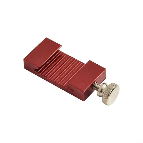 Ruler Stop Fence For Precision Marking And Quick Straight Lines, 20mm Spacing With 26mm Block, Steel Construction, Adjustable Groove And Locking Screw, Built Tough And Easy Setup For High Accuracy Projects. Red steel ruler stop fence with locking screw