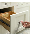 Person opening cabinet drawer with Two Pack Heavy Duty Metal Buffer Drawer Slides With Smooth Glide And Quiet Operation, 12 To 20 Inch Rails