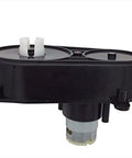 Slick 24V 390 Steering Gearbox With Motor For Kiddos Electric Ride On Cars, black housing, replacement motor part view.