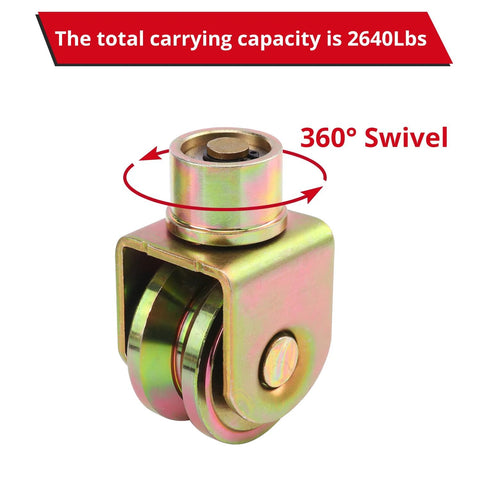 4 Pack 2.5 Inch Sliding Gate Wheels With 360 Degree Rotational Stem And V Groove Caster For Foldable Gates, Heavy Duty 2640 Lbs Total Capacity