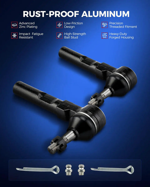 Hydraulic Steering Rack And Pinion Kit For Silverado 1500 And Sierra 1500 RWD 1999-2006, 2007 Classic Models With Outer Tie Rod Ends, Replacement 22-1000 Fits Chevy GMC Trucks, black aluminum tie rods