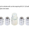 Street Tough Heavy Duty Keyed Wheel Lock Lug Nuts M12x1.25 with 60 Degree Cone Seat in chrome finish for anti-theft security.