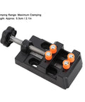 Heavy Duty Aluminum Alloy Milling Vise With Fixed Curve Grooves, 5.3cm clamping, black design for precision work.