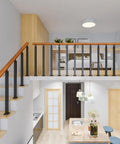 Premium Black Wrought Iron Stair Railing Posts For Deck And Balcony With Modern Balusters And Flat Brackets Pre Drilled Straight Up Solid Design No Sweat Setup 25 Pack on a staircase.